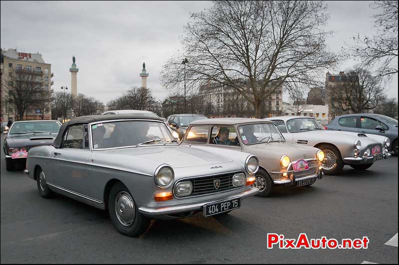 peugeot 404 cabiolet, austin mini, aston martin db4