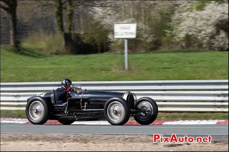 Bugatti T59GP, virage de la ferme, circuit Linas-Montlhery