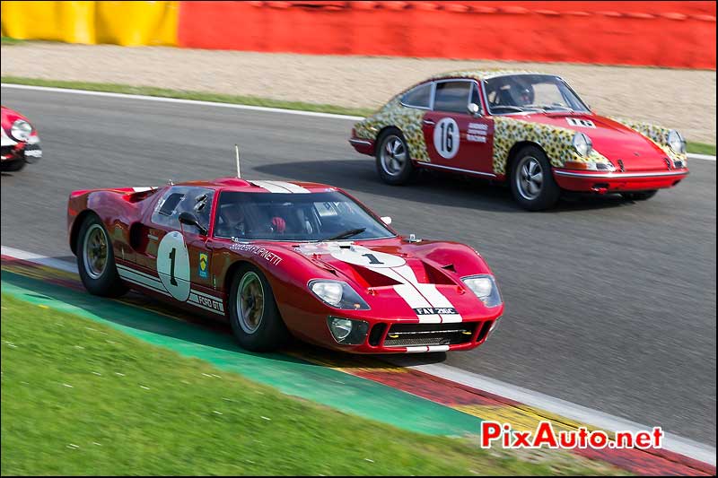 Ford-GT40 numero1 et Porsche-911 numero16, Spa-Six-Hours