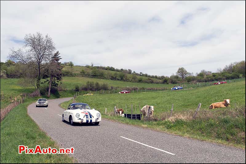Tour Auto 2015, route de montagne, Porsche 356 N°80