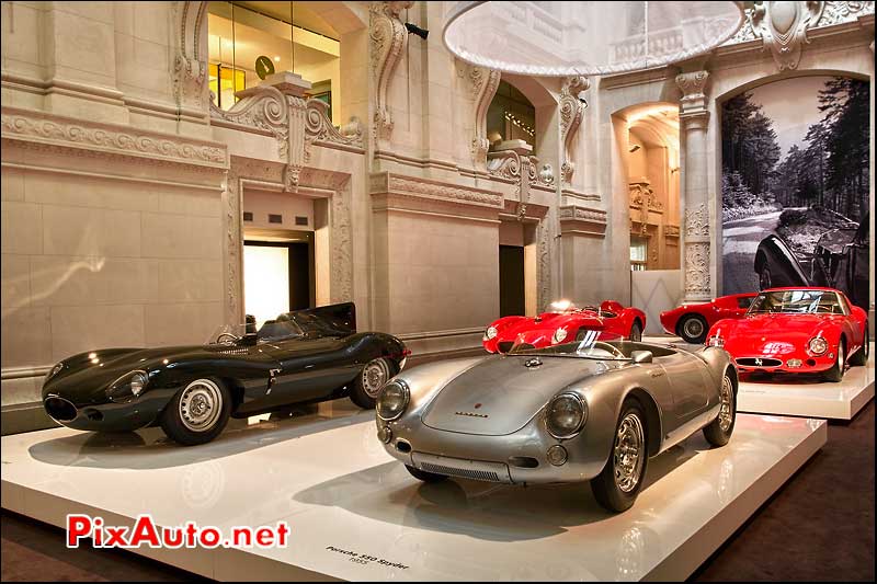 porsche 550 spyder, jaguar xkd, ferrari 250