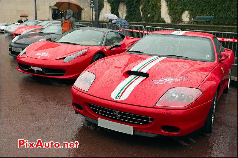 ferrari 575m et ferrari f458 rally de paris