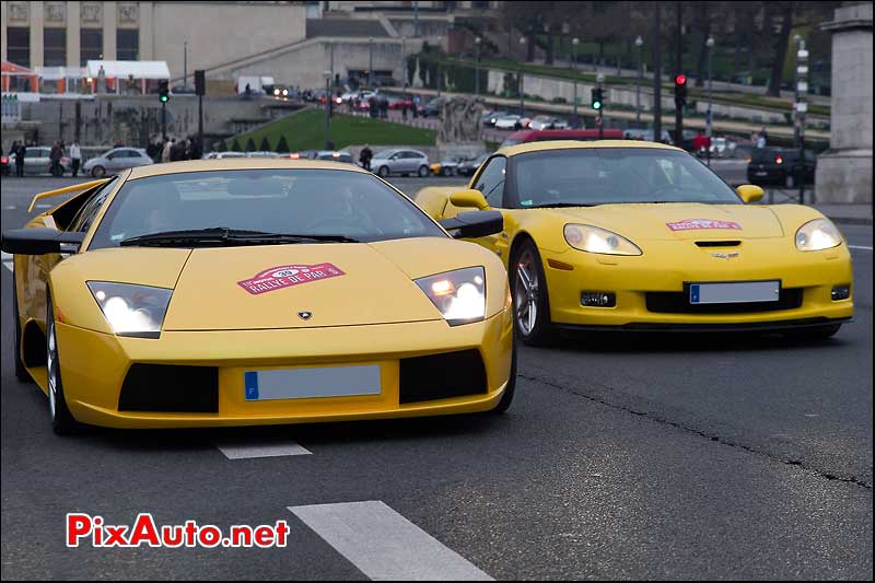 lamborghini et corvette rally de paris