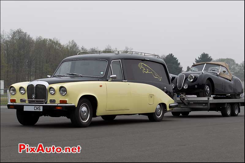 Daimler DS420 et Roadster Jaguar XK120, circuit Linas-Montlhery