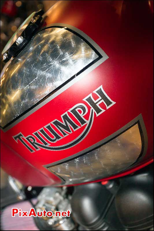 peinture personnalisee sur reservoir Triumph scrambler Salon Moto Legende