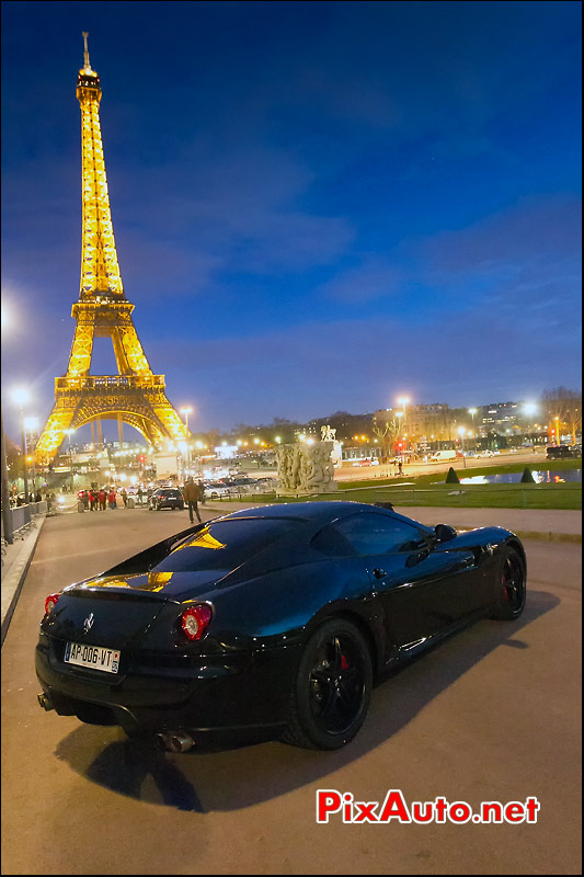 Ferrari 599, tour eiffel, rallye de Paris