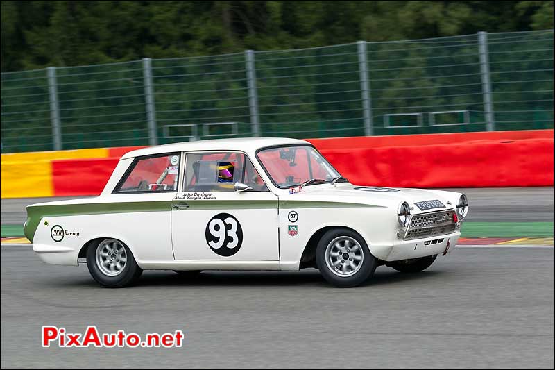 Ford Lotus Cortina numero93, U2TC Spa-Francorchamps