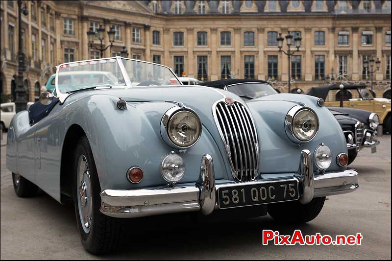 roadster jaguar xk, traversee de paris