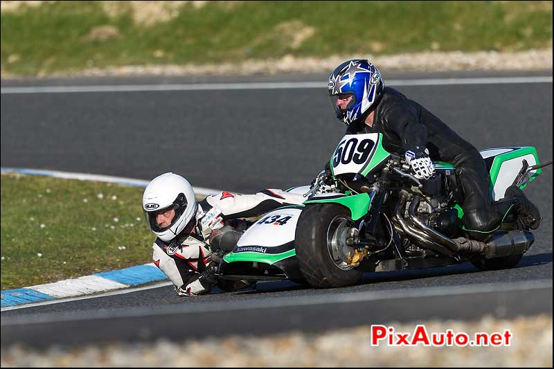 side-car ancien n434, trophee coluche circuit carole parabolique