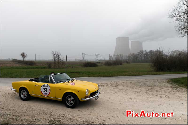 Fiat 124 Spider, centrale nucléaire de Sully-sur-Loire, Rallye-de-Paris