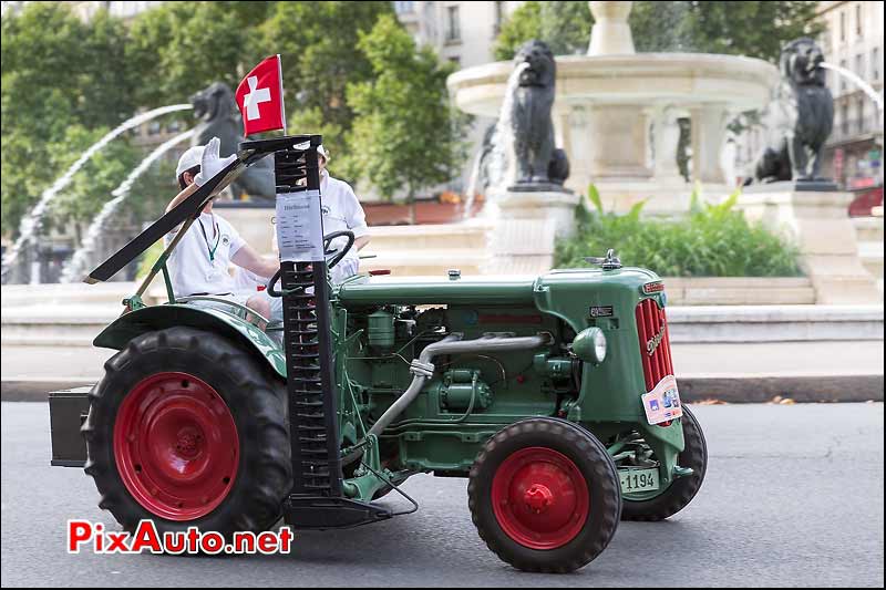 Tracteur Hurlimann D60 1953, Traversee de Paris estivale