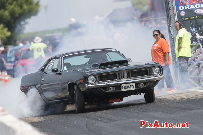 6e European Dragster ATD, Burn-out Plymouth Barracuda N914