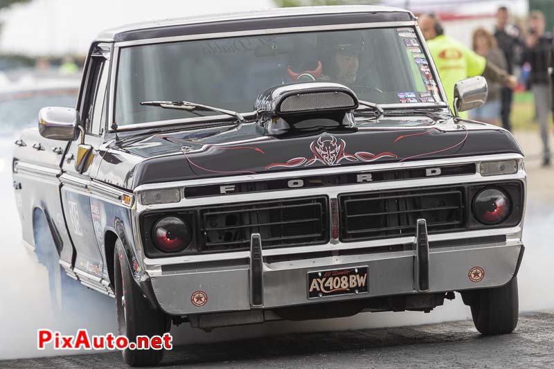 9e European Dragster, Burn Alain Mancusi Ford F100