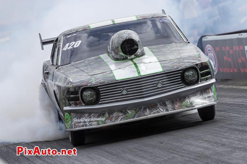 9e European Dragster, Burn Ford Mustang Franz Aschenbrenner