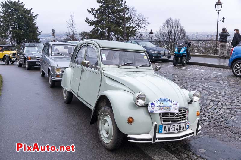 21e Traversee De Paris Hivernale, 2cv Citroën A Montmartre